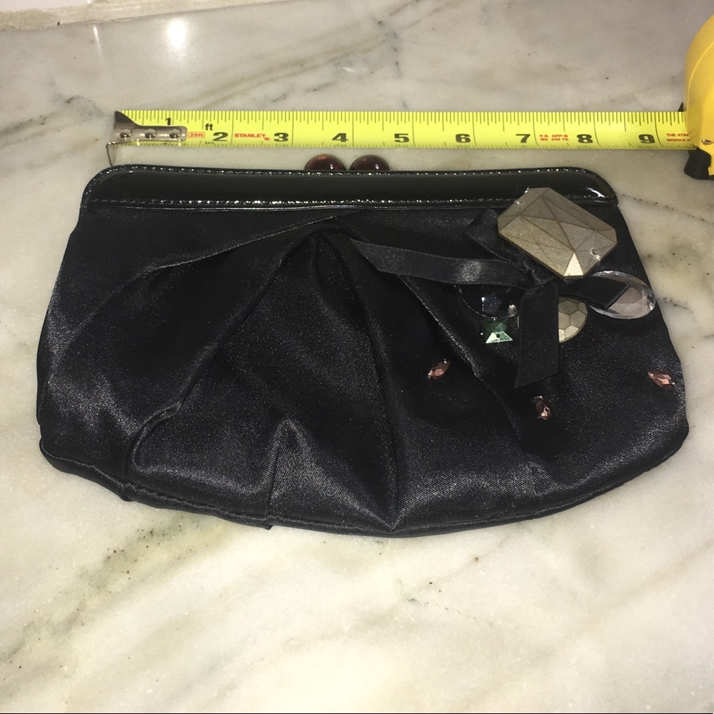 🛍Simply Vera by Vera Wang Black Satin Clutch with beading